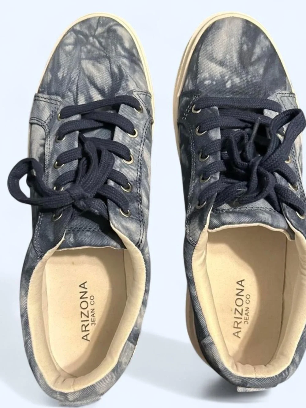 Blue and White Tie-Dye Platform Sneakers